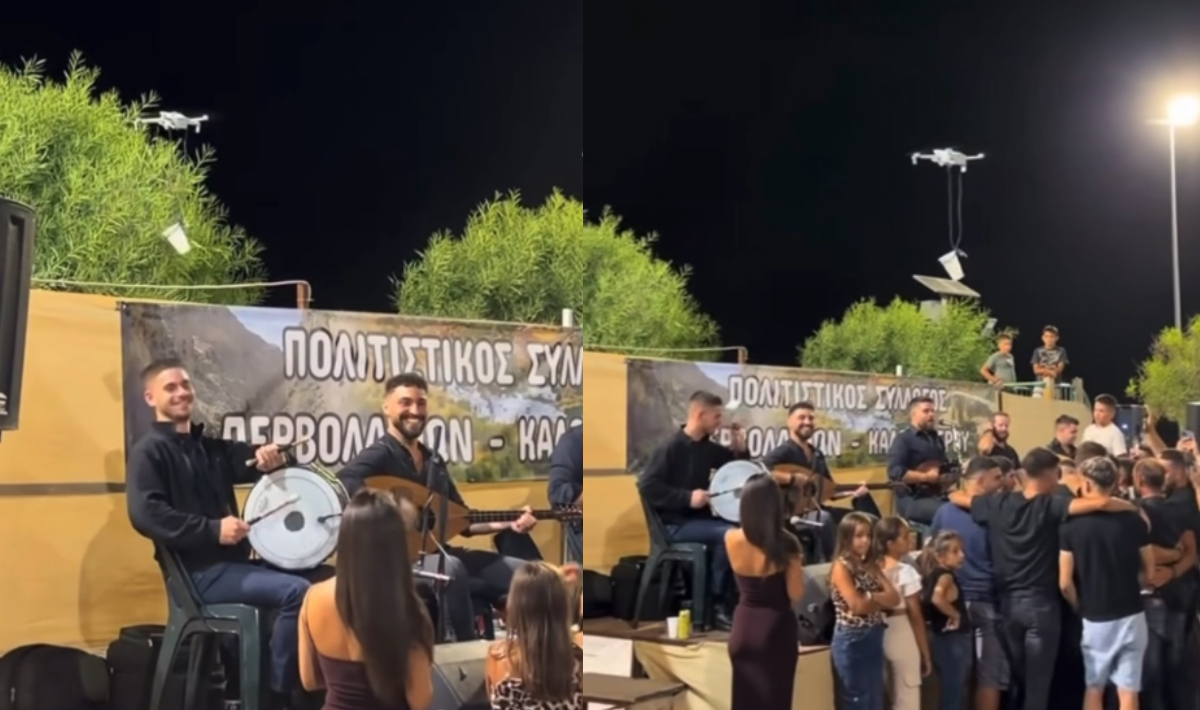 Κρήτη: Το ποτό… ήρθε από τον ουρανό – Drone προσγειώθηκε στην πίστα την ώρα του γλεντιού