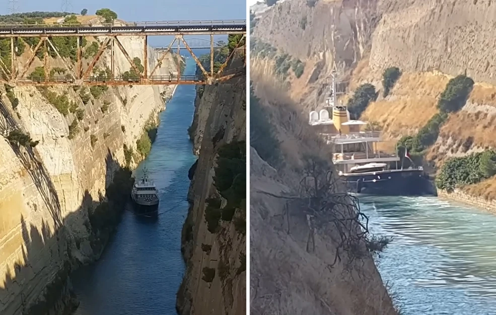 Σούπερ γιοτ 50 εκατομμυρίων ευρώ προσέκρουσε στα τοιχώματα του Ισθμού της Κορίνθου (βίντεο)