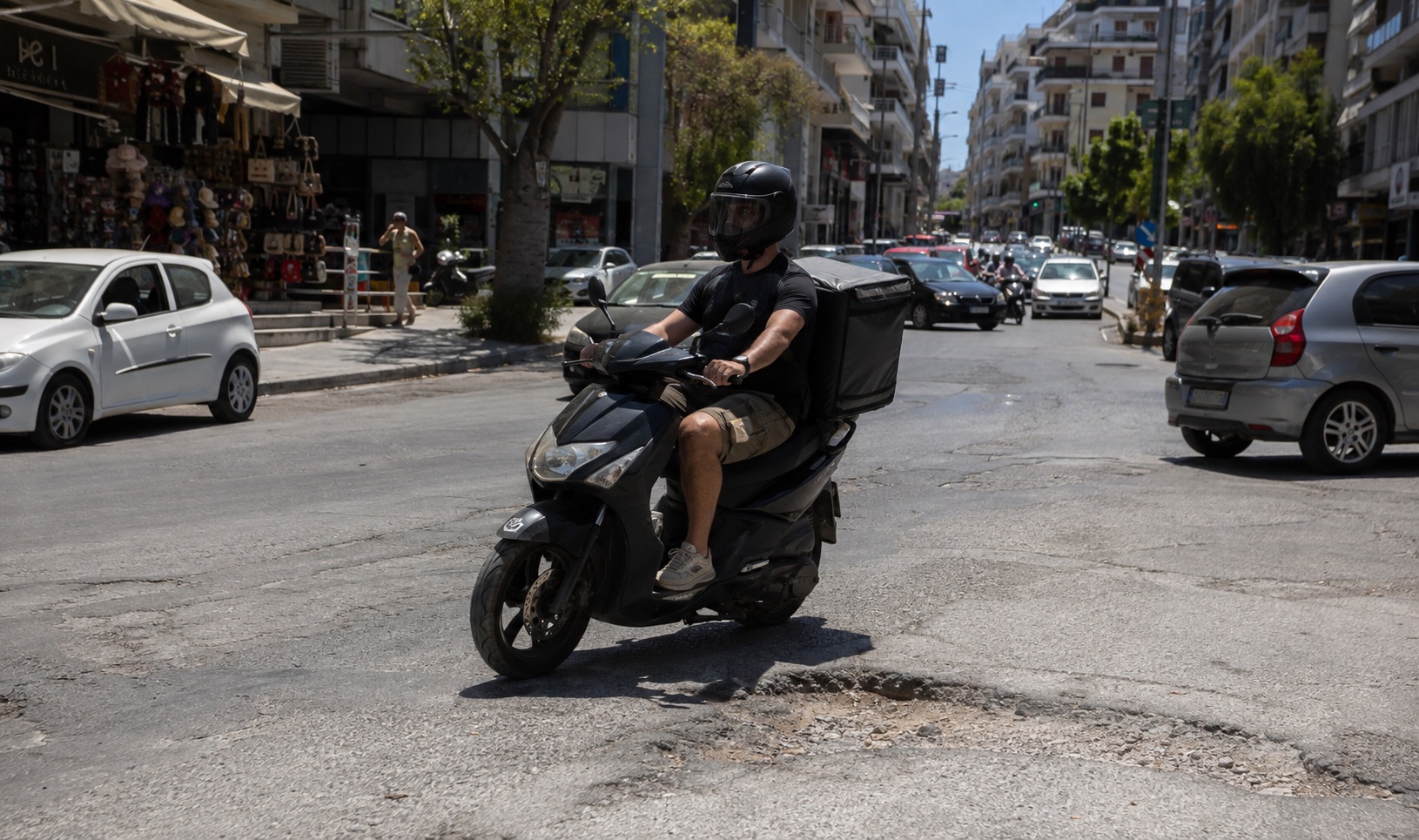 Διανομέας με μηχανάκι στους δρόμους του Ηρακλείου