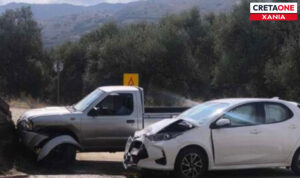 Χανιά: Σφοδρή σύγκρουση αγροτικού με ΙΧ – Μία γυναίκα στο νοσοκομείο