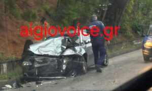 Αίγιο: Μετωπική σύγκρουση Ι.Χ. με αγροτικό – 3 τραυματίες στο νοσοκομείο
