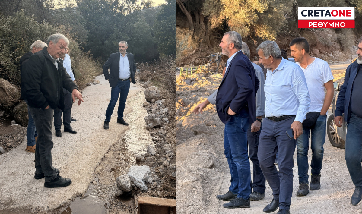 Επίσκεψη Μανόλη Χνάρη στον Δήμο Αμαρίου – Στο επίκεντρο οι ζημιές από τις έντονες βροχοπτώσεις 