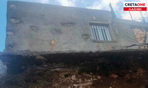 Λασίθι: Ισορροπία τρόμου για σπίτι που «κρέμεται» στον αέρα στον Μακρύ Γιαλό – Μεγάλες ζημιές από την κακοκαιρία στην Κρήτη
